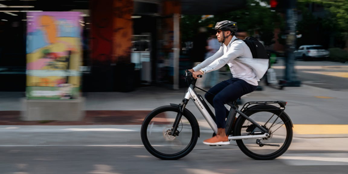A man riding a bike