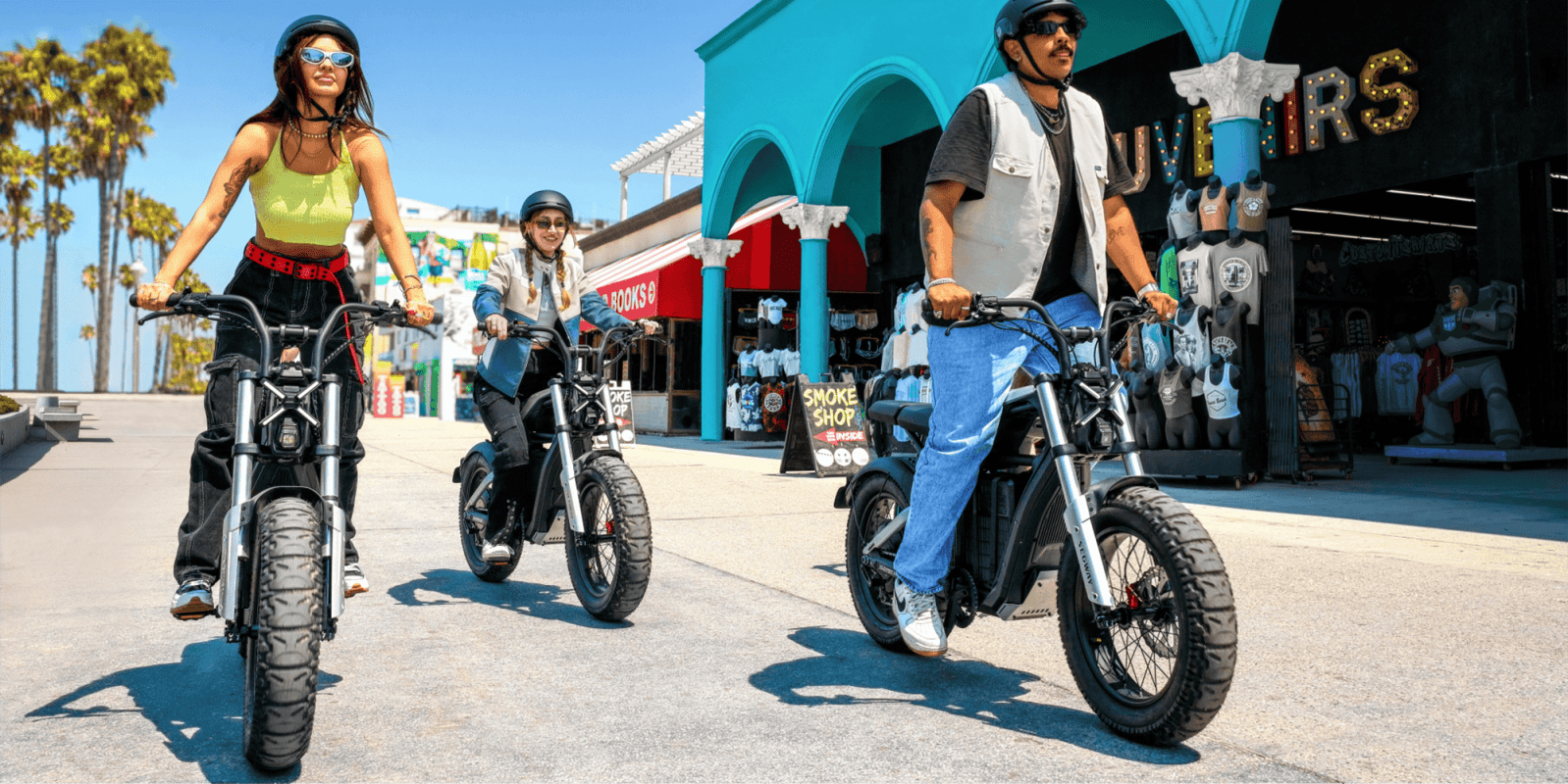 A group of people riding motorcycles