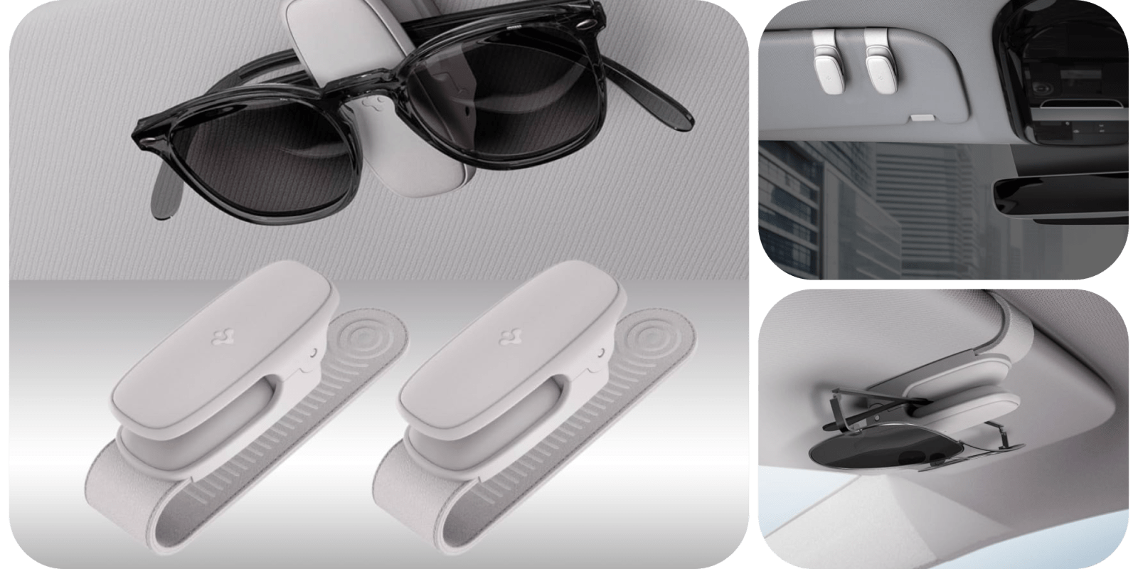 A collage of sunglasses and a clip