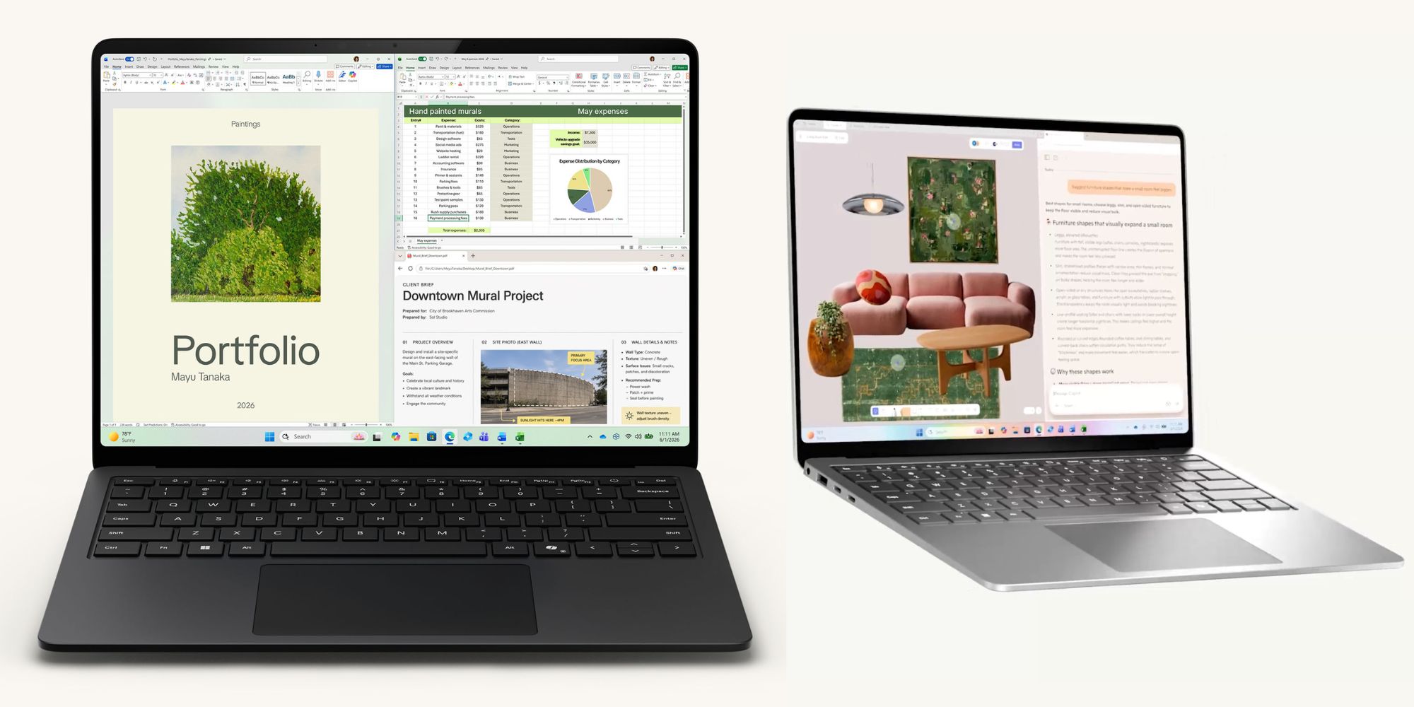 Image showing renders of Microsoft's Surface Laptops.