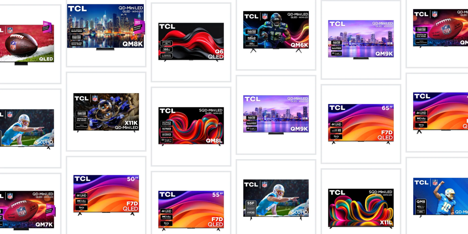 A collage of images of televisions