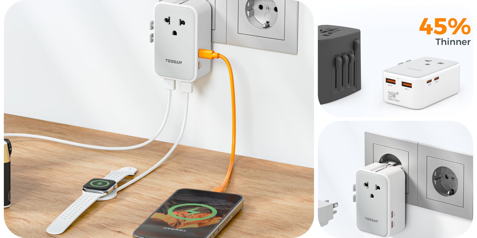 This compact 5-in-1 travel adapter delivers 25W USB-C charging, now $17