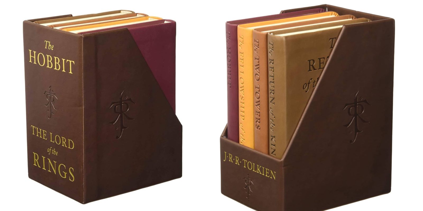 A group of books in a holder