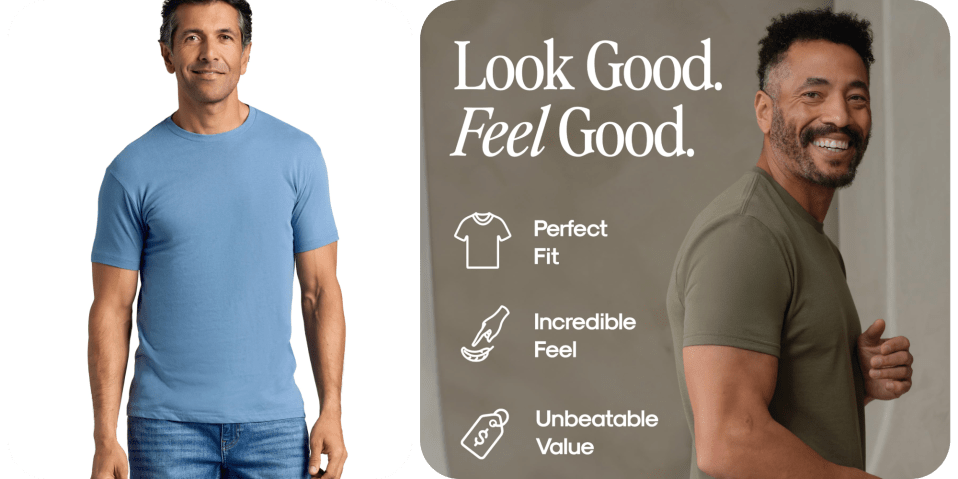 A man in a blue shirt