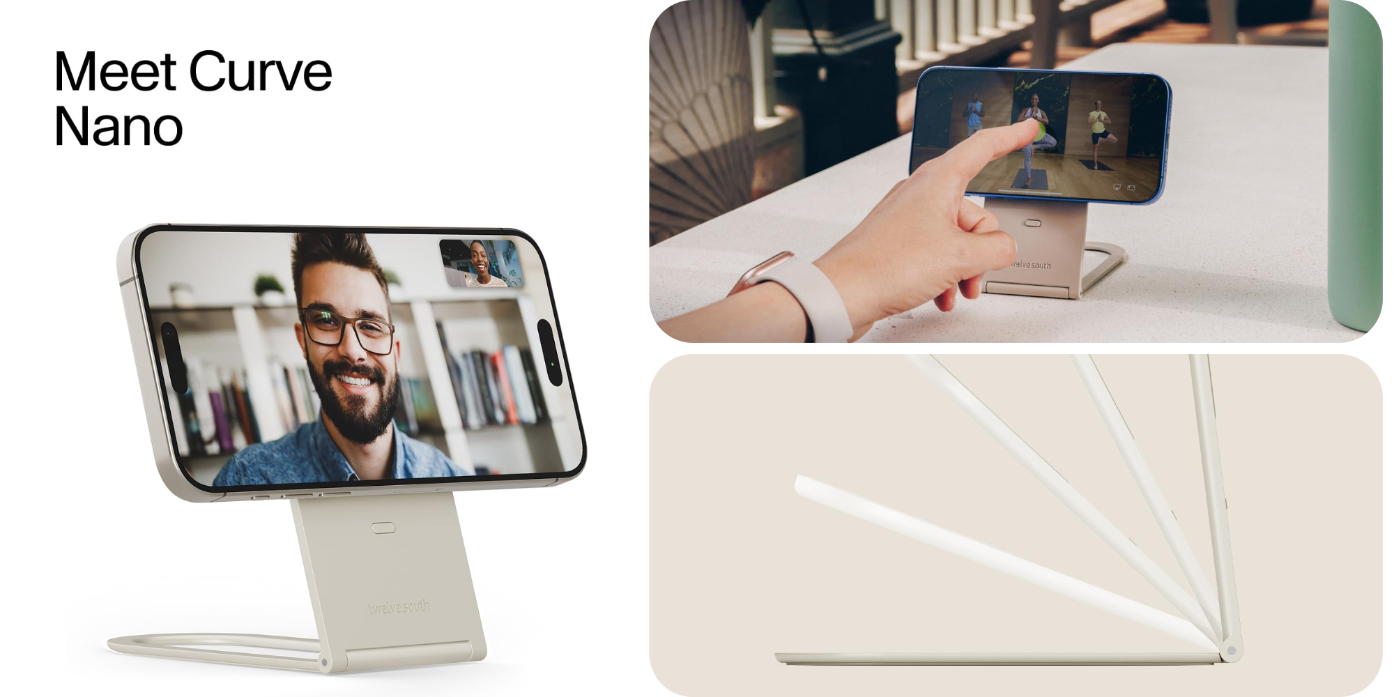 Twelve South’s sleek Curve Nano MagSafe Stand folds flat when not in use, now $30