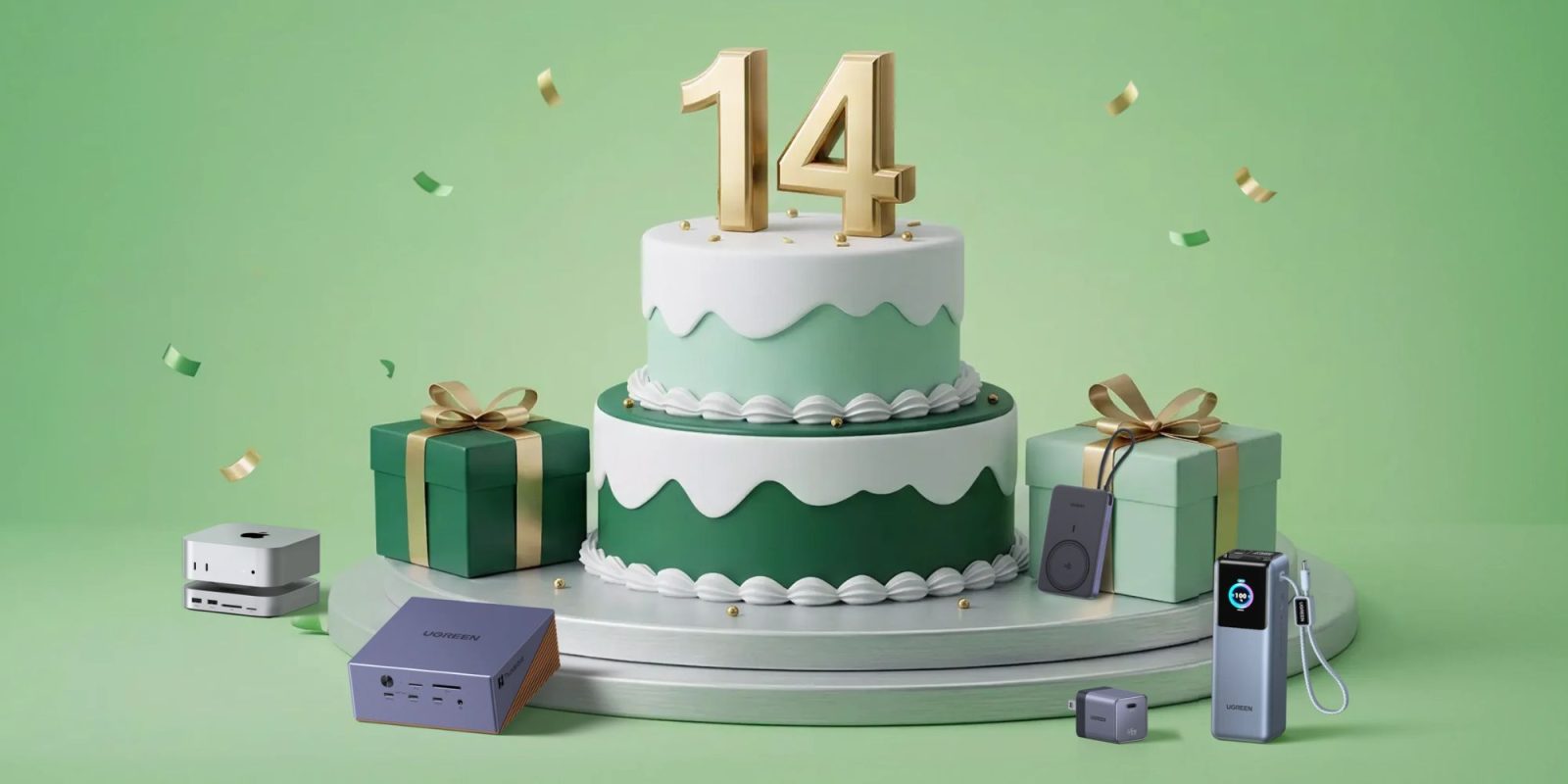A cake with a number and presents