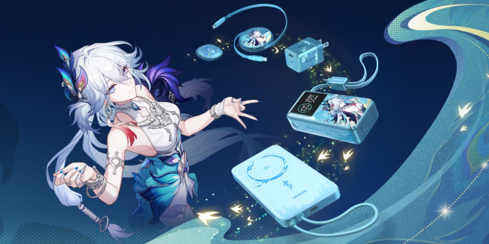 Image showing a rendered poster of UGREEN X Honkai: Star Rail chargers.