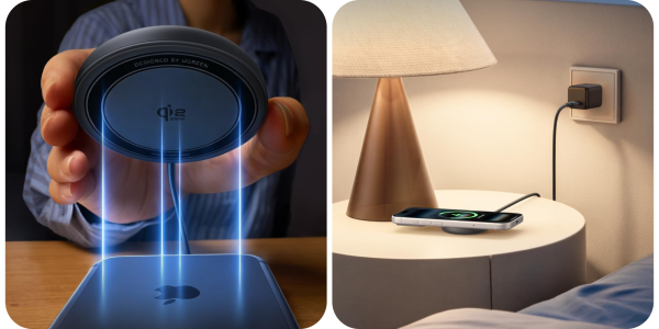 A person holding a wireless charger