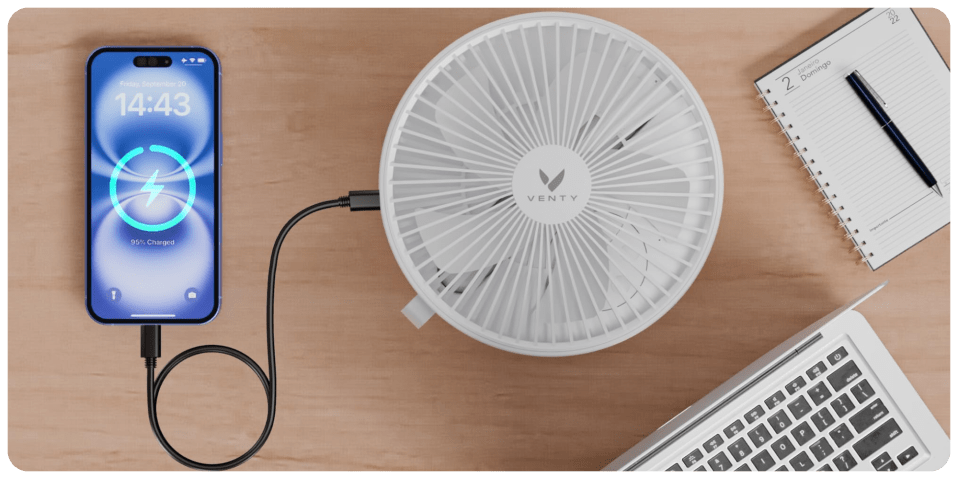 A fan with a cord connected to it