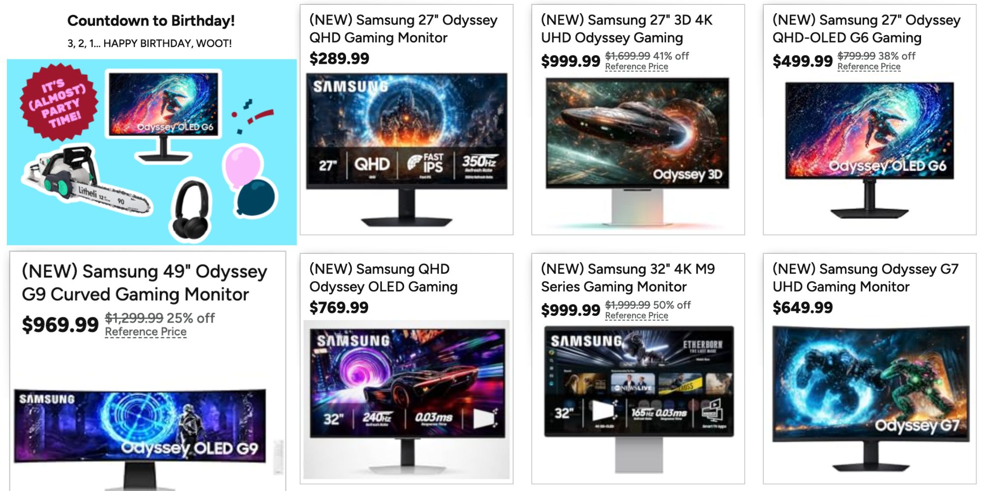 Image showing listings from Woot's Birthday sale.