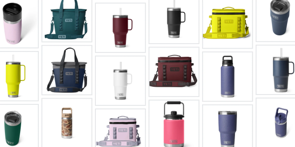 A collage of different colored water bottles