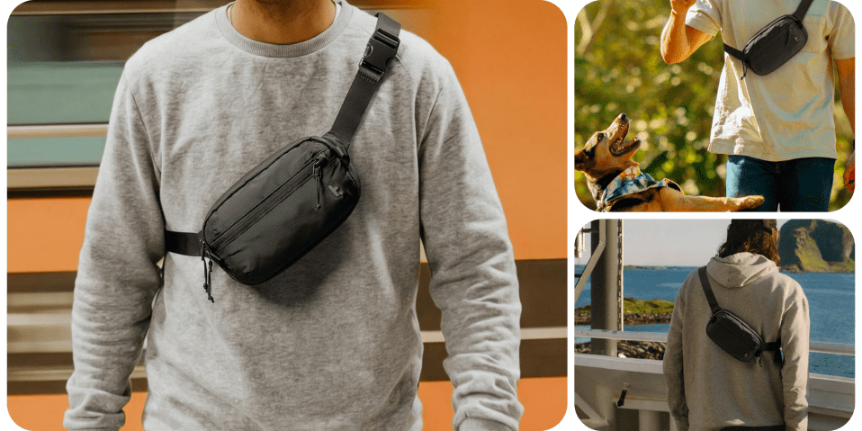 A man with a black waist bag