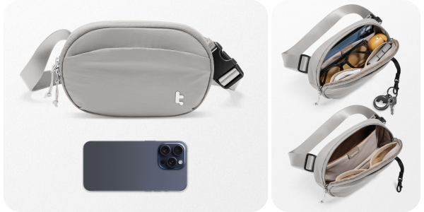 A bag with a strap and a phone