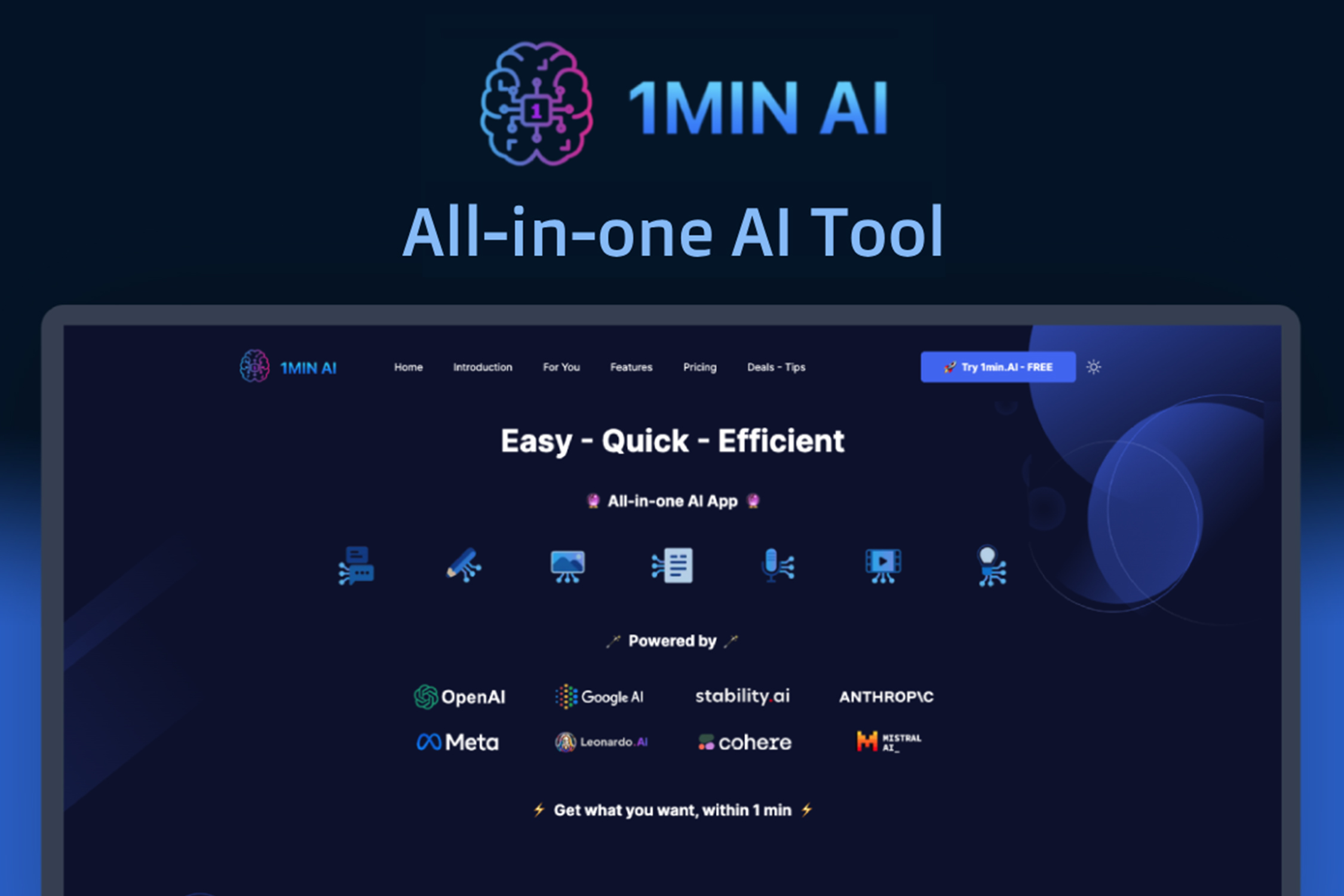 Connect to OpenAI, Claude, Gemini, more with a 1min AI Advanced Business lifetime plan for $70 (Reg. $540)