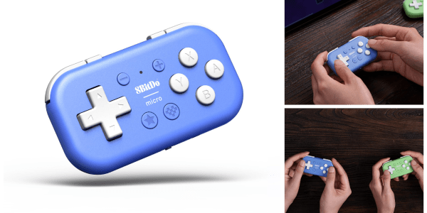 A blue video game controller