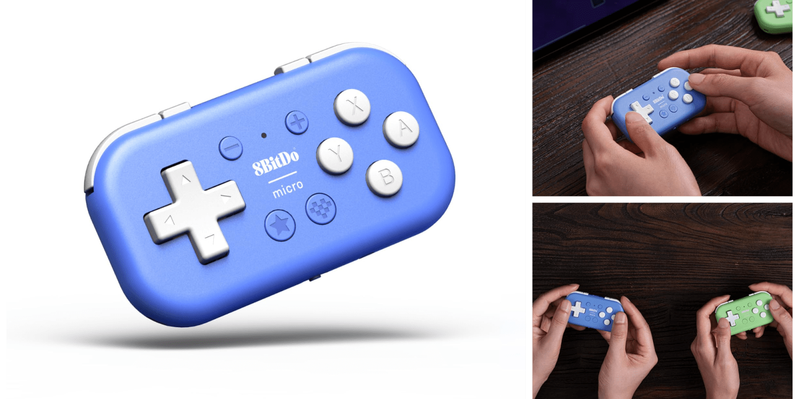 A blue video game controller