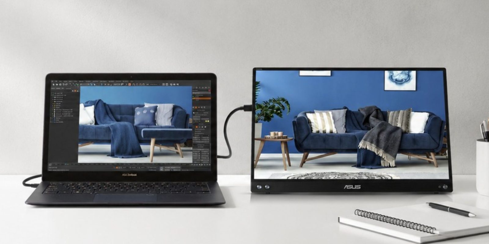 A laptop with a screen on the side
