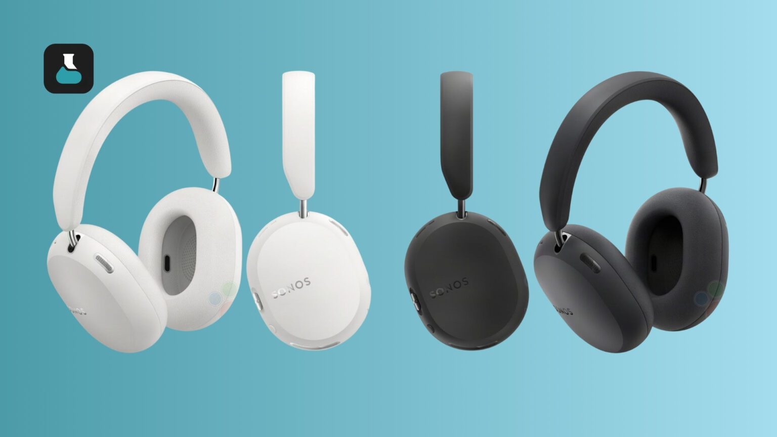 A group of black and white headphones