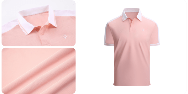A collage of a pink shirt