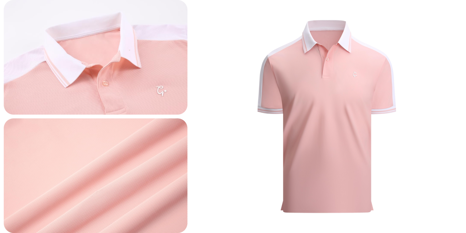 A collage of a pink shirt