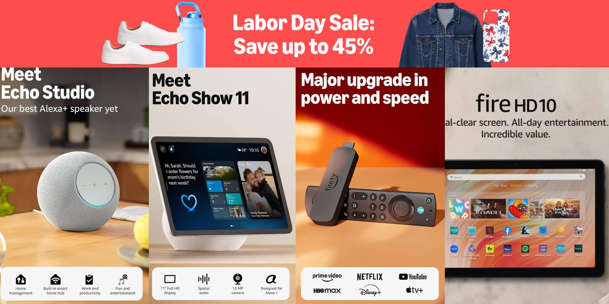Amazon Devices up to 60% off in 2026 Labor Day sale: Echo displays/speakers, Fire TV, more from $18