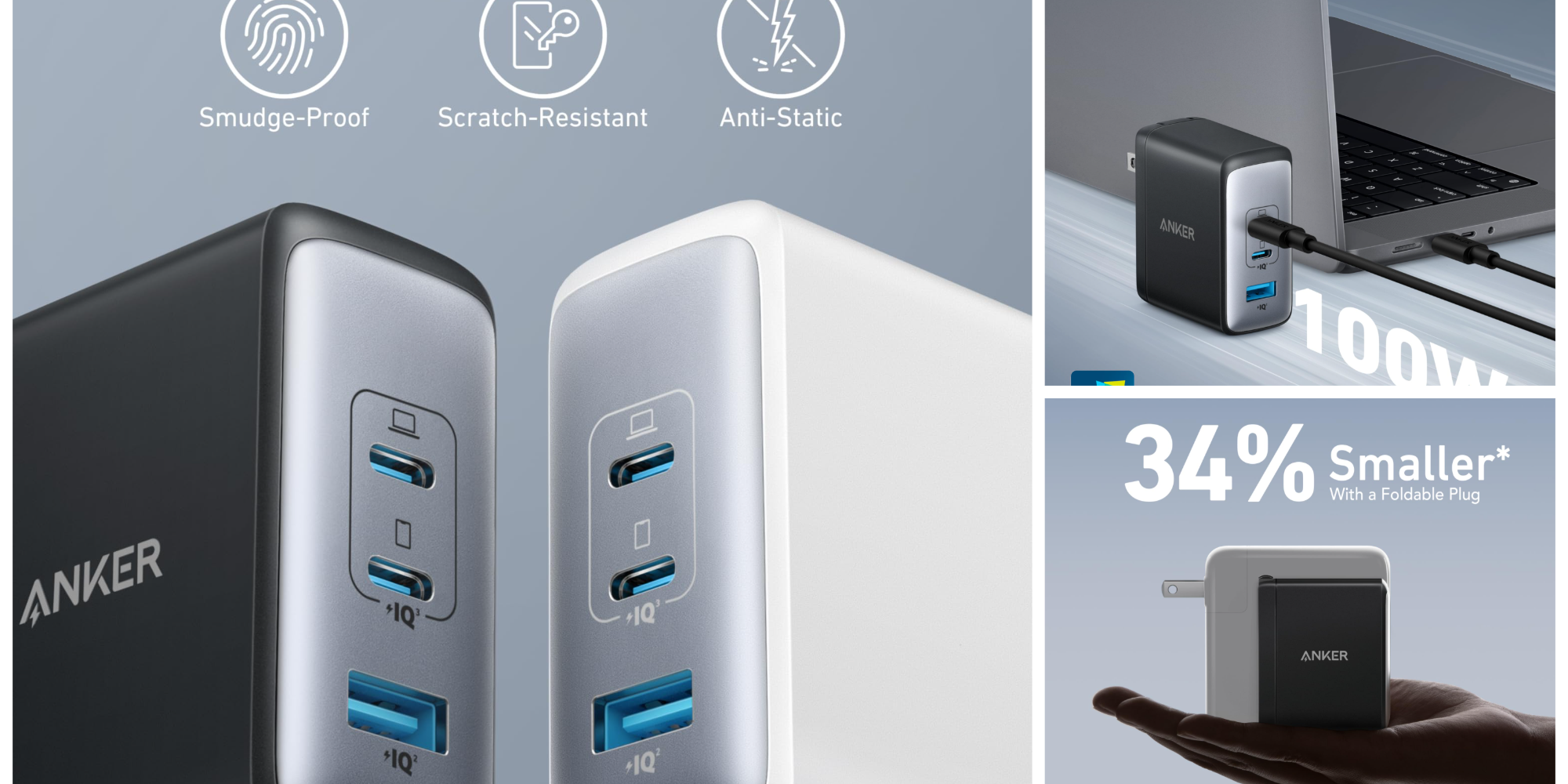 Anker’s Nano 100W 3-Port Charger comes with a 5-foot cable down at $36 today