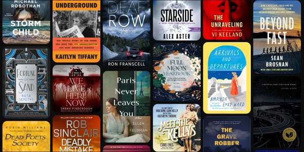 A collection of books on a black background