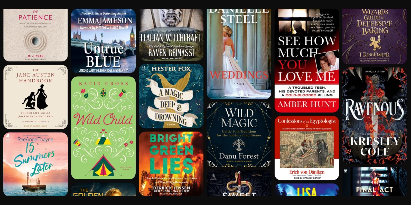A collection of books on a black background