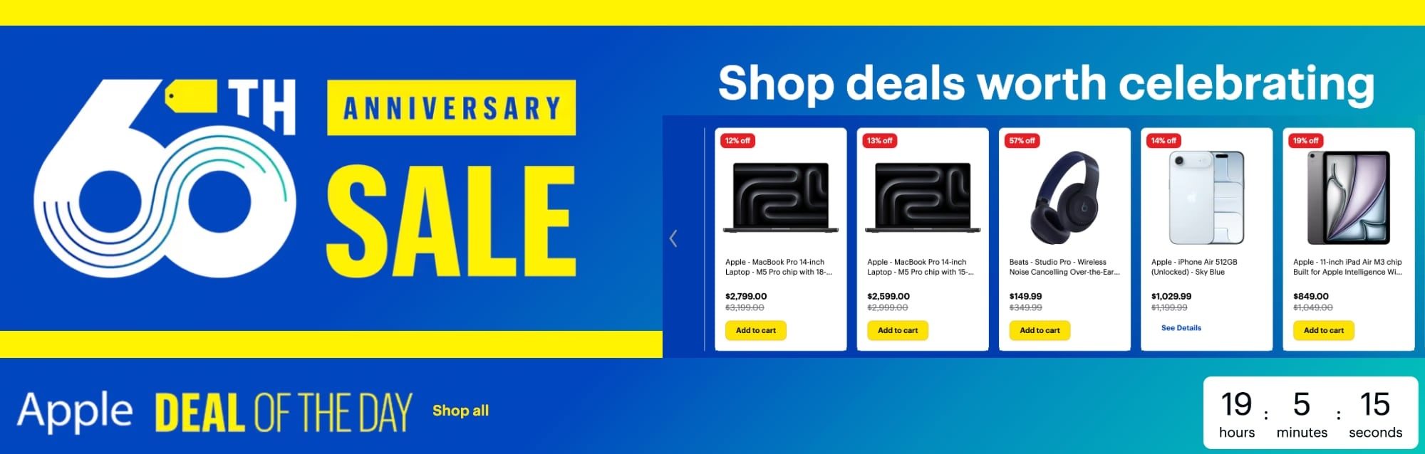 A blue and yellow website with yellow text