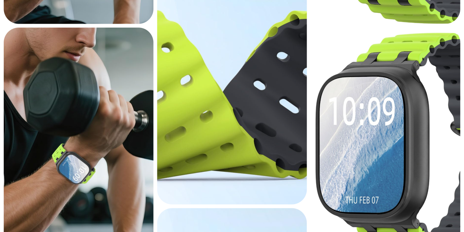 A collage of images of a man lifting weights