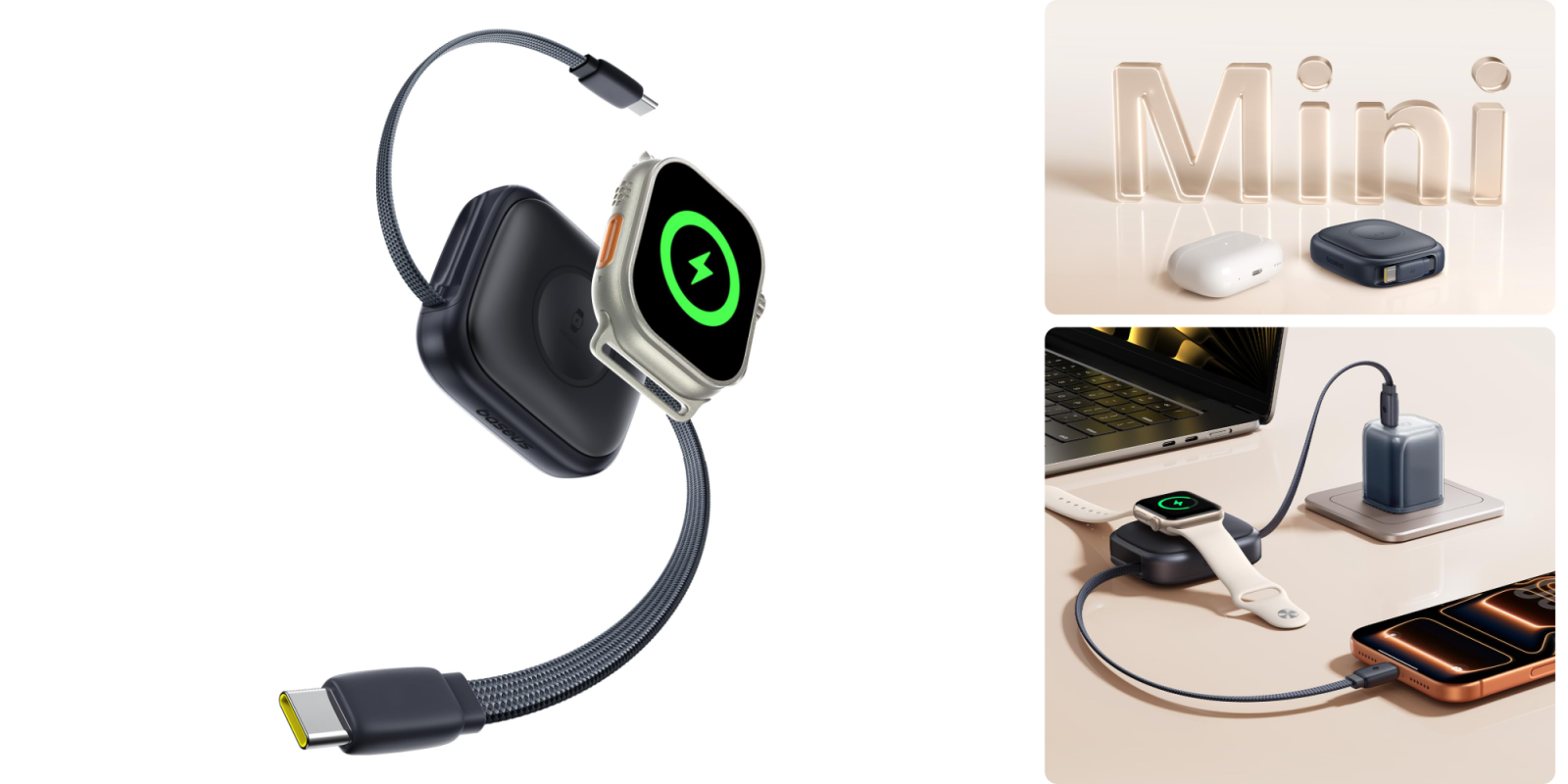 Image showing renders of Baseus' retractable USB-C cables.