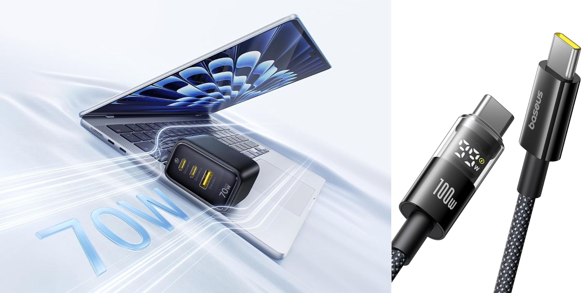 Score Baseus’ 70W 3-port charger with a FREE 100W LED cable for just $27 today (51% off)