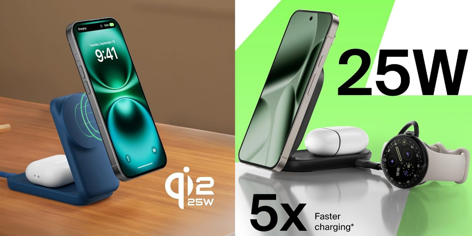 A phone on a wireless charger