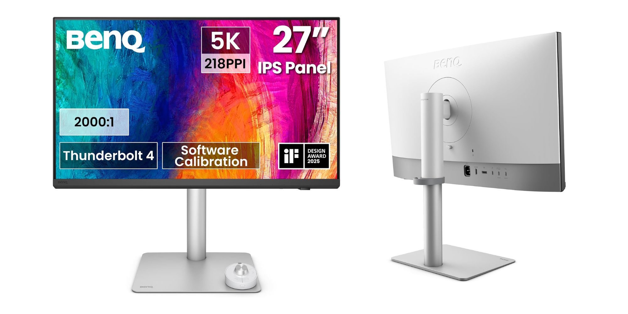 A computer monitor with a colorful design