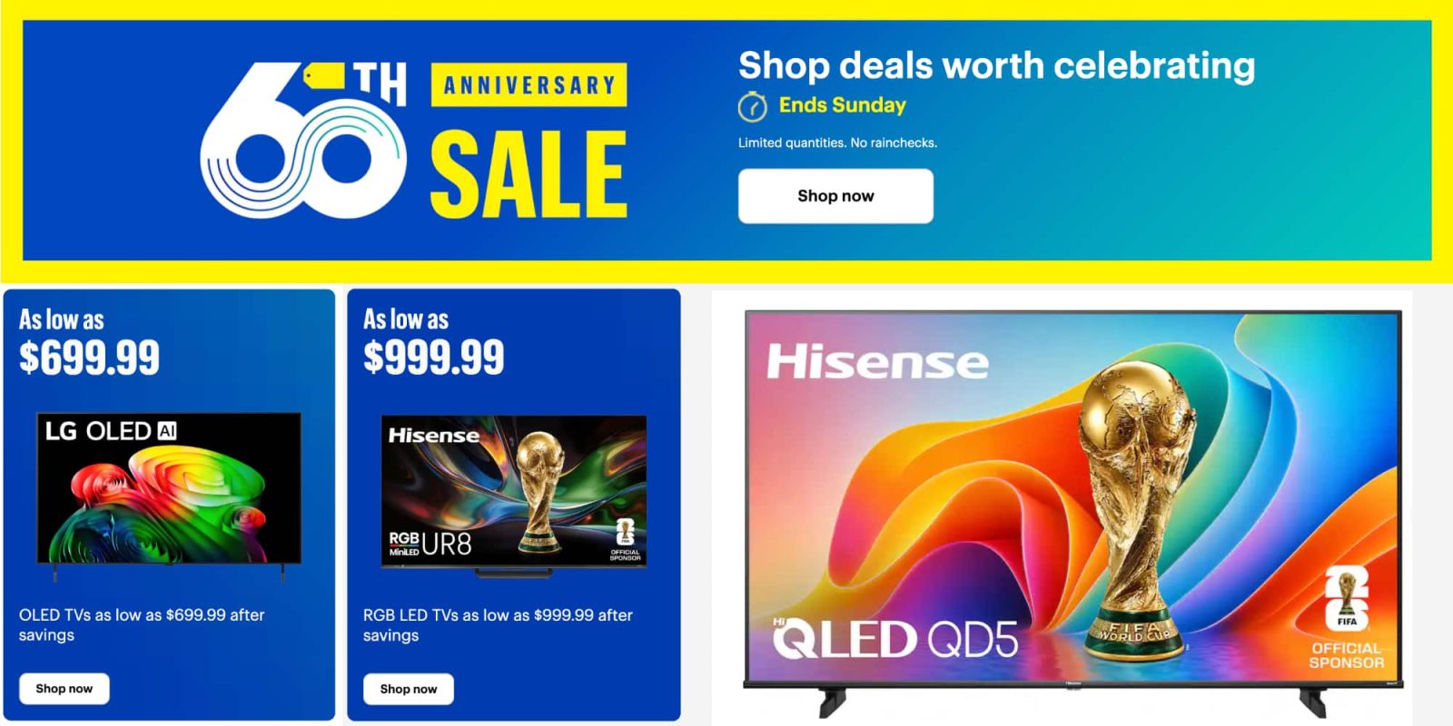 Best Buy 60th anniversary TV deals