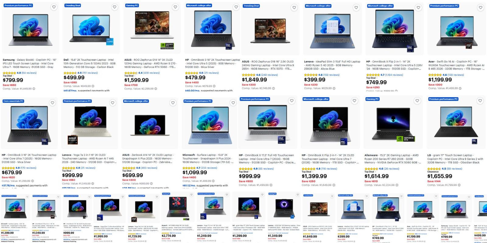 Image showing listings from Best Buy's August Windows Laptop Back to School sale.