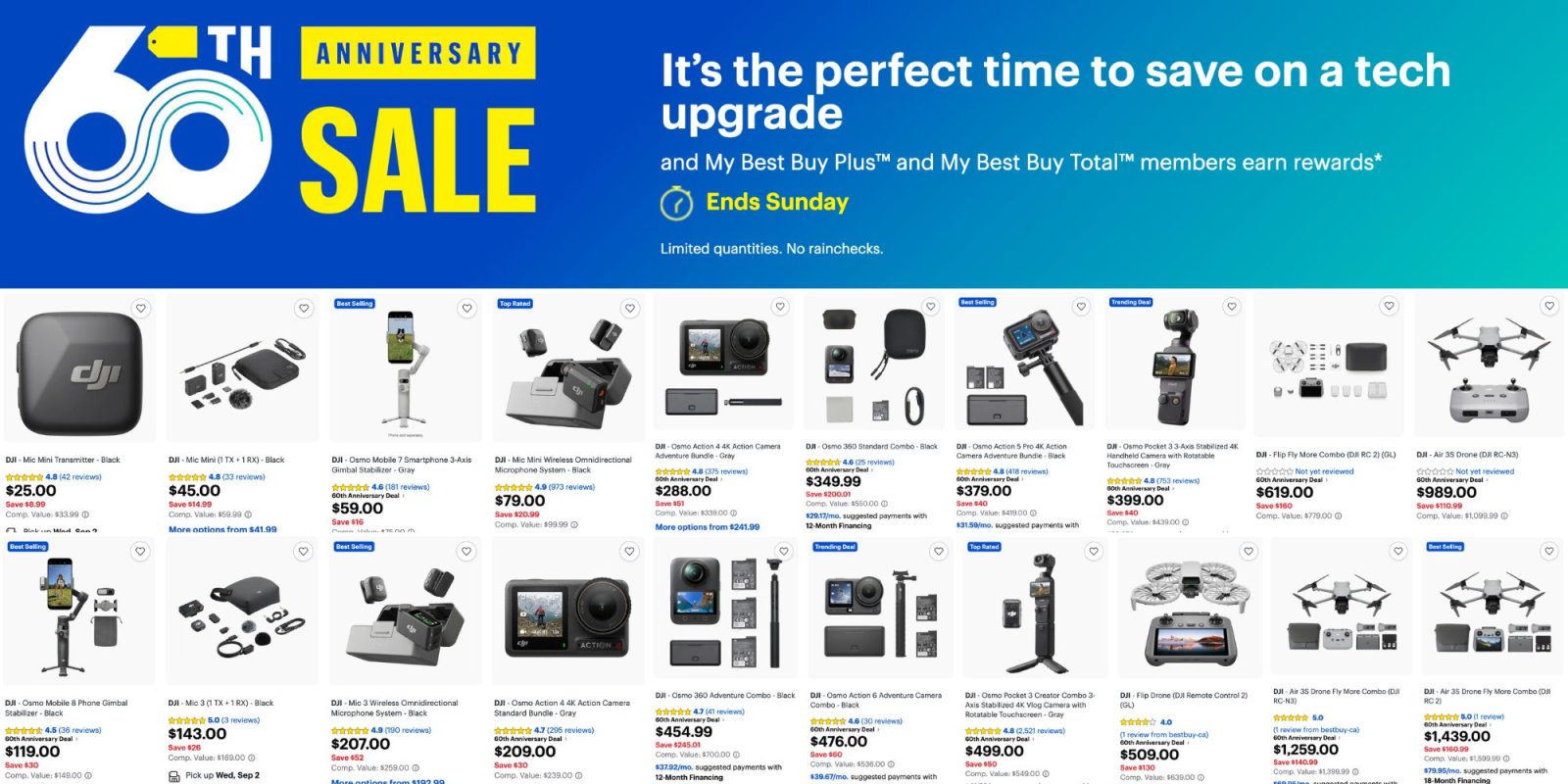Image showing listings from Best Buy's 60th Anniversary sale event.