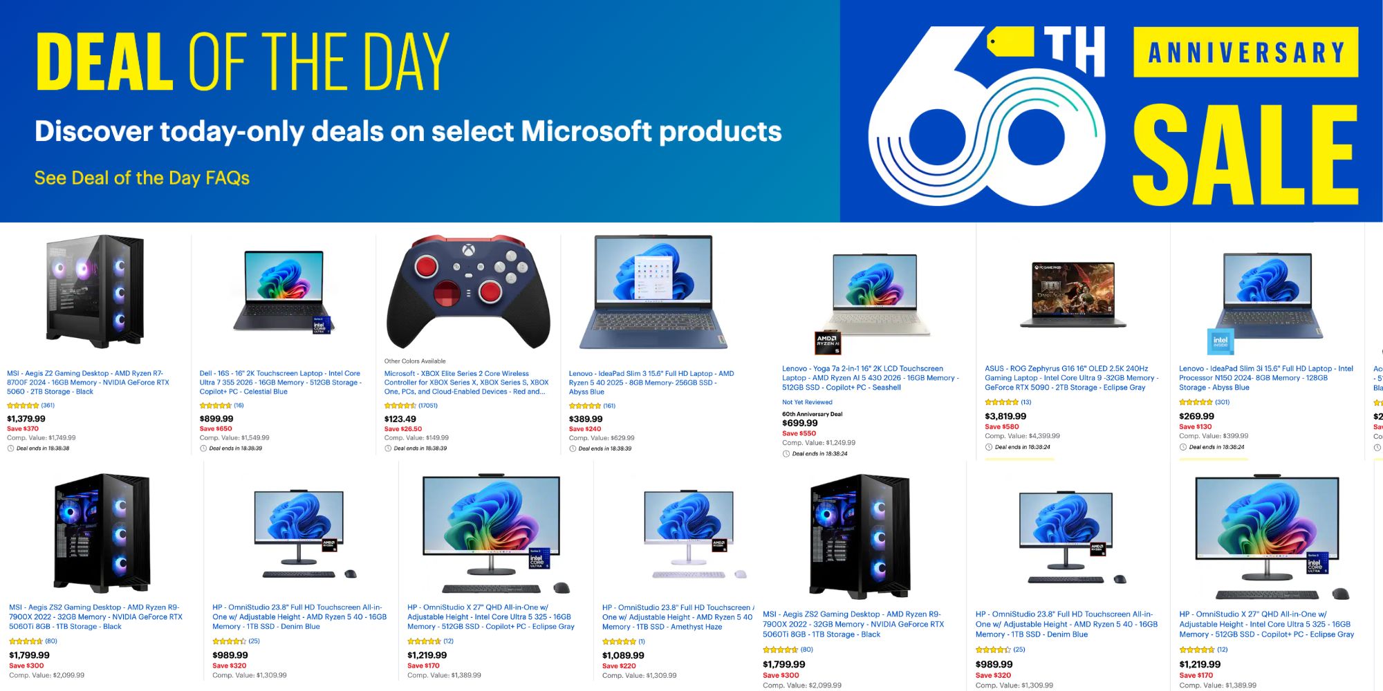 Image showing listings from Best Buy Microsoft flash sale.