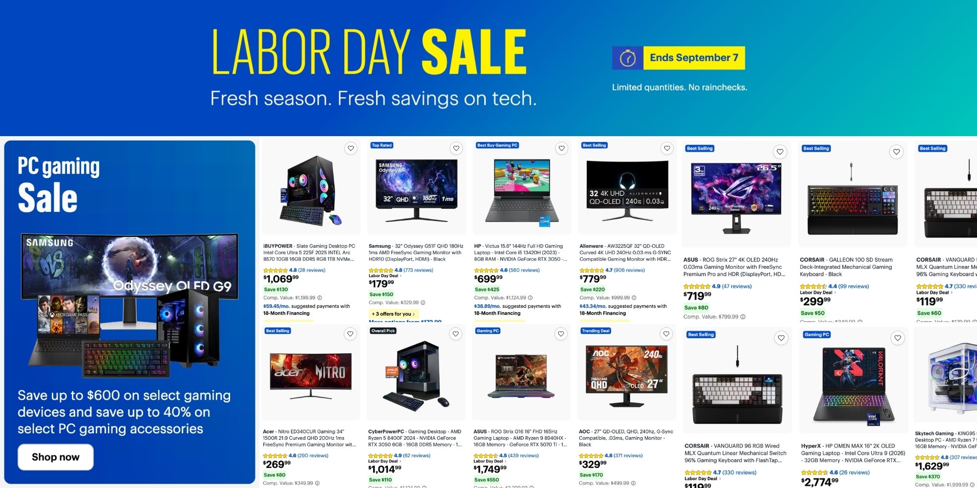 Best Buy’s huge Labor Day sale slashes up to $600 off gaming PCs, laptops, monitors, and other battlestation upgrades (40% off)