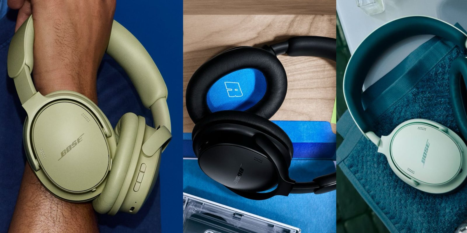 A collage of different headphones
