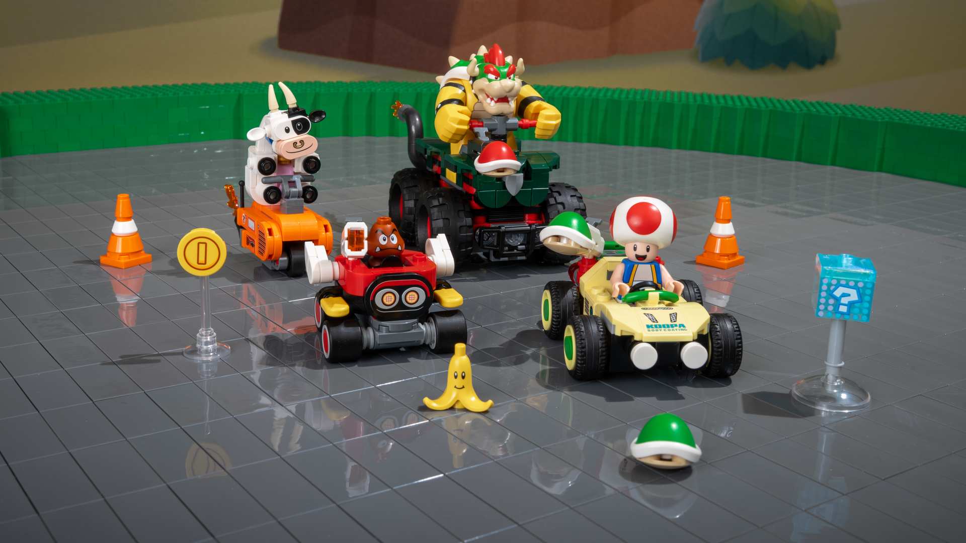 A group of toy vehicles