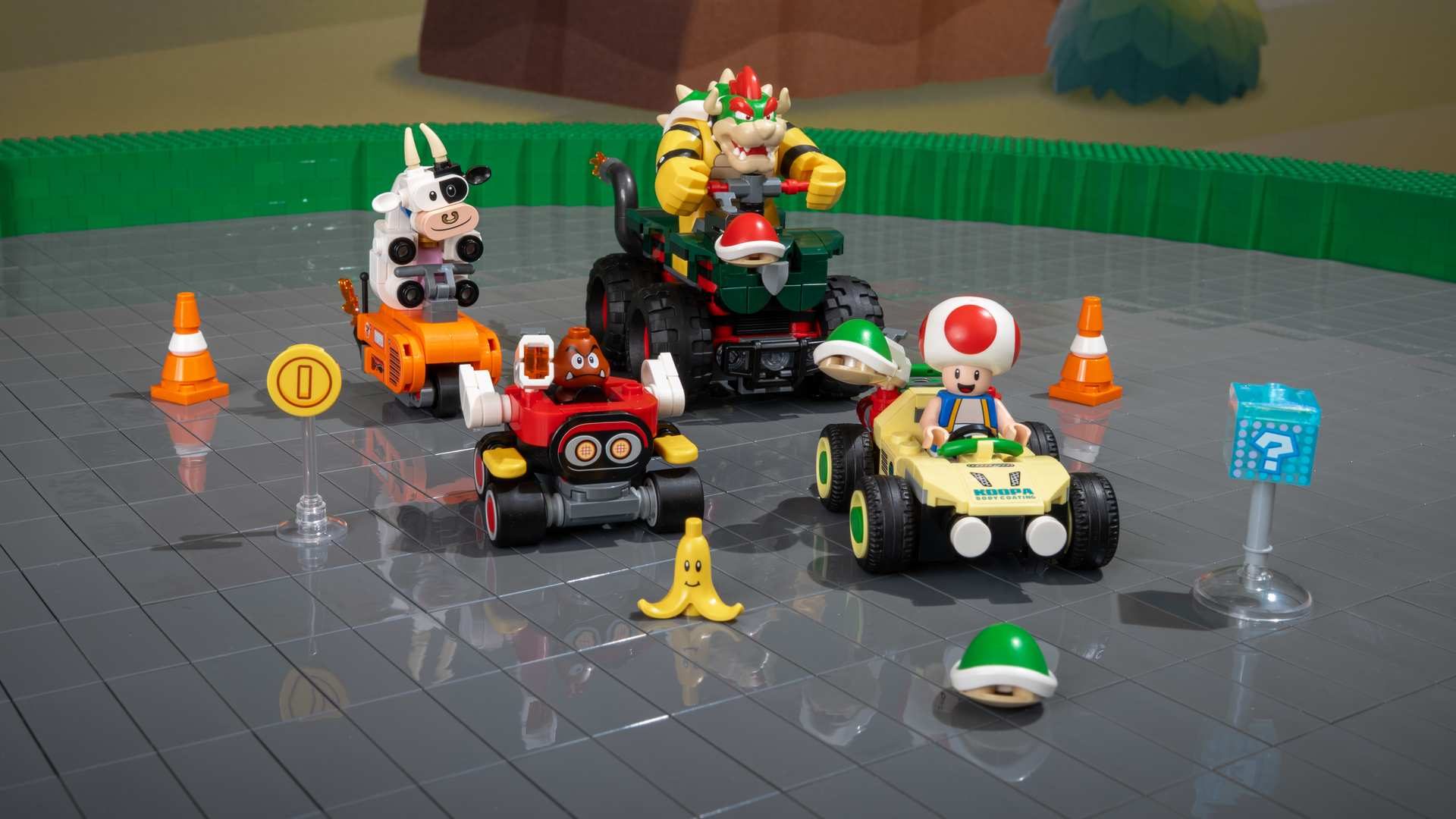 A group of toy vehicles