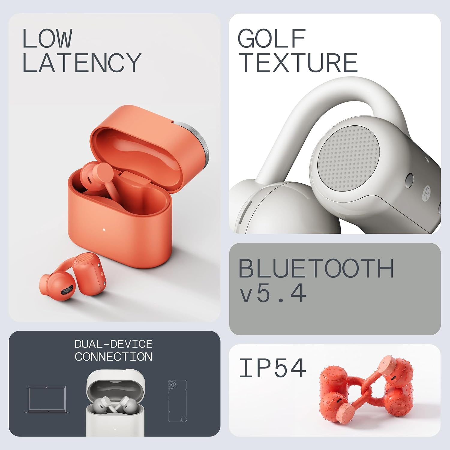 A collage of images of a bluetooth headphones