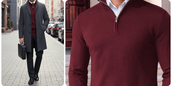 A man in a red sweater