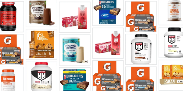 A collage of different protein bars