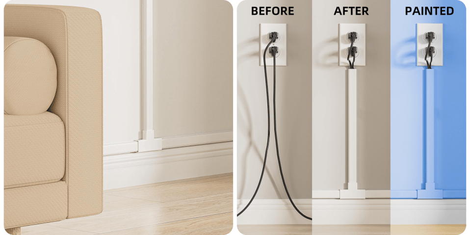 A wall with electrical cords plugged into it