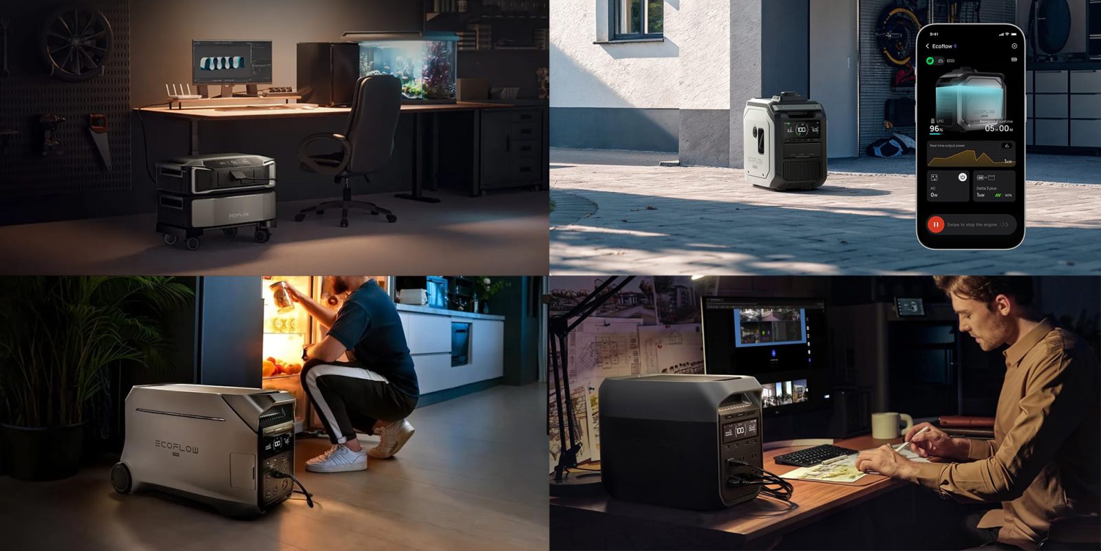 A collage of images of a man working in a room