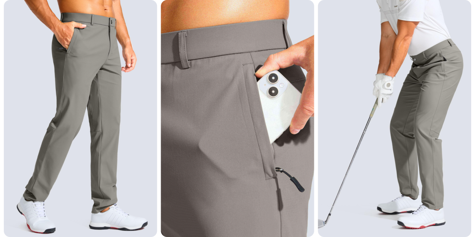 A person putting a cell phone in their pocket