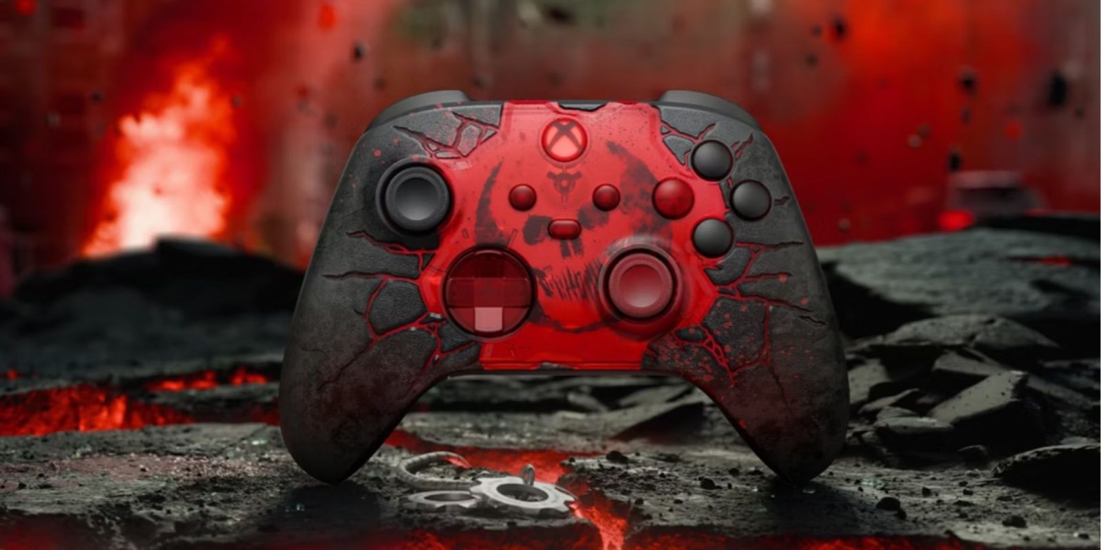 A black and red video game controller