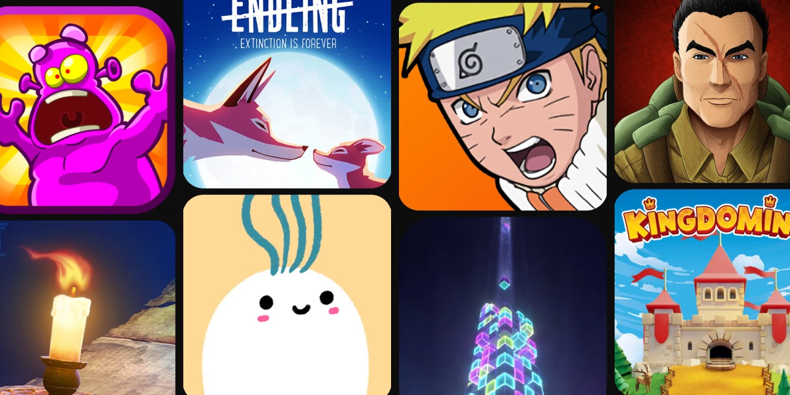 A collage of images of characters